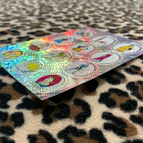 1995 POPEYE SWAN PRINCESS 👑Prism Stickers Sheet 90s Holographic Cartoon Vintage - Picture 17 of 17